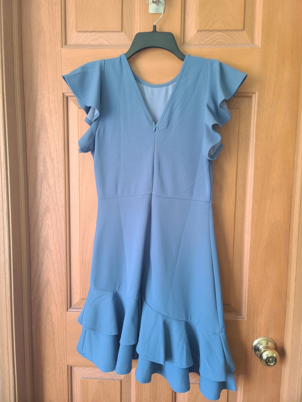 Blue Ruffled Hem Mini Dress - Picture 3 of 7